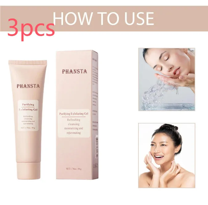 Exfoliating facial cleansing pore gel tube 50g with compact packaging dimensions 4.3 x 3 x 15.4 cm