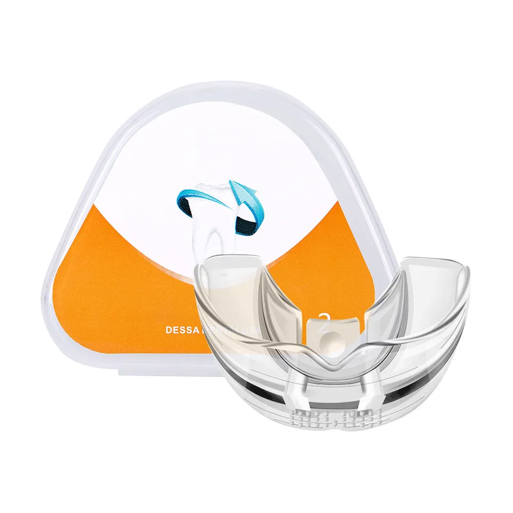 Transparent silicone invisible dental tray aligner for oral care on white background