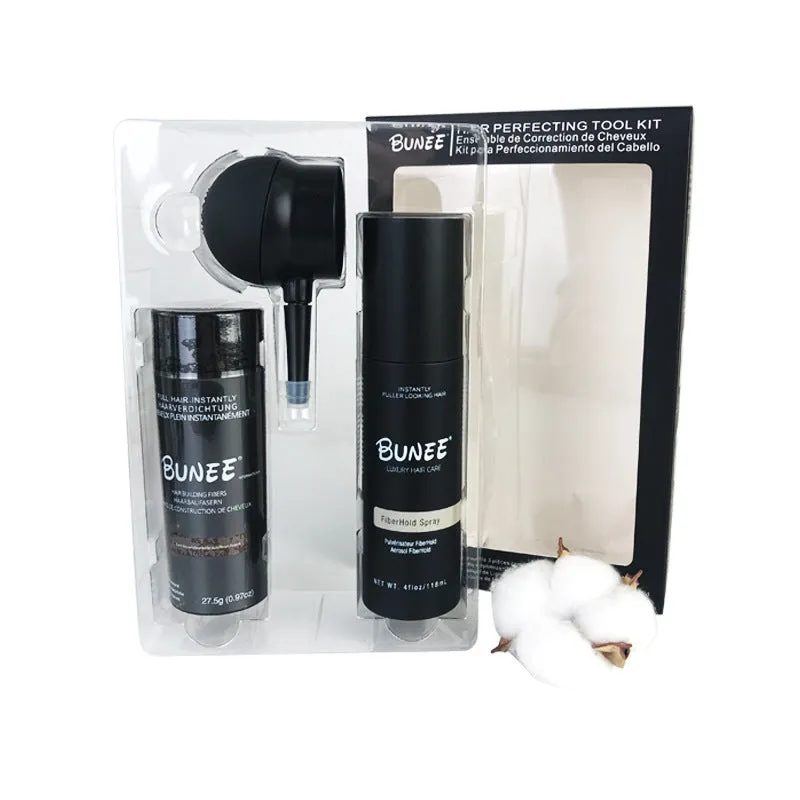 Dense hair fibre powder 275g canister with specialised nozzle and shaping spray bottle for hair thickening