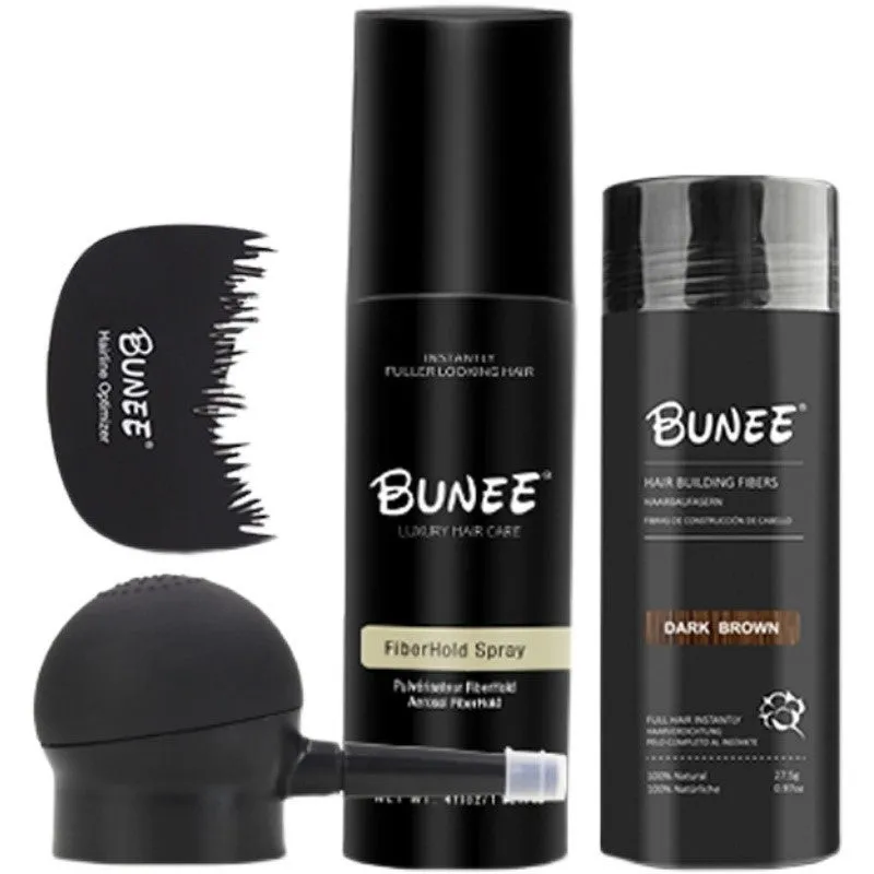 Dense hair fibre powder 275g canister with specialised nozzle and shaping spray bottle for hair thickening