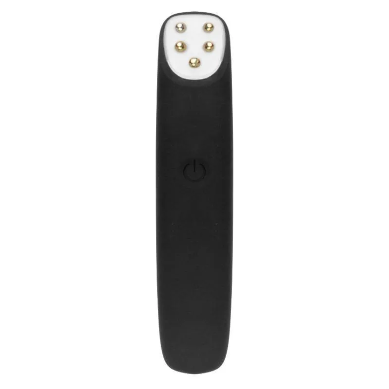 RF EMS red light eye massager pen with vibration, 120x24x20mm, anti-ageing for wrinkles and dark circles, in black silicone ABS metal