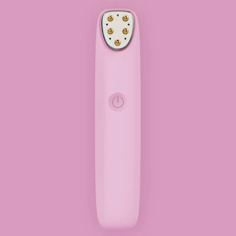 RF EMS red light eye massager pen with vibration, 120x24x20mm, anti-ageing for wrinkles and dark circles, in black silicone ABS metal