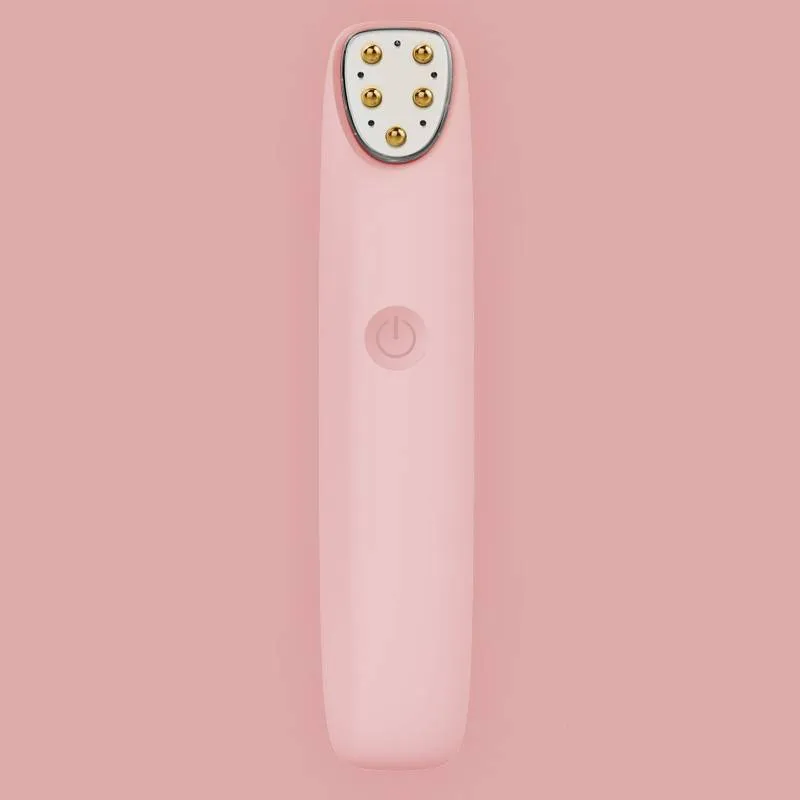 RF EMS red light eye massager pen with vibration, 120x24x20mm, anti-ageing for wrinkles and dark circles, in black silicone ABS metal
