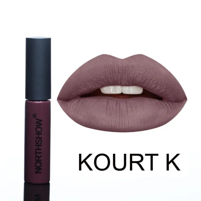Non-stick matte lipstick in multiple colour swatches with waterproof long-lasting moisturising formula
