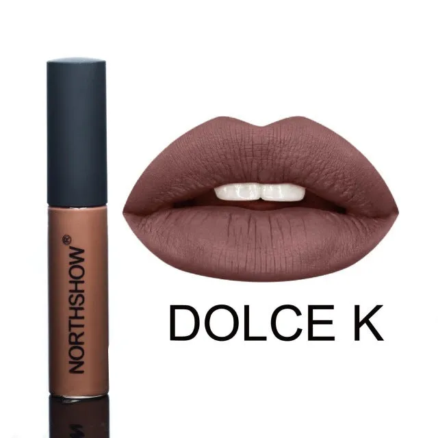 Non-stick matte lipstick in multiple colour swatches with waterproof long-lasting moisturising formula