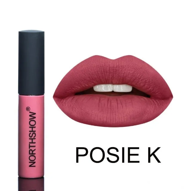 Non-stick matte lipstick in multiple colour swatches with waterproof long-lasting moisturising formula
