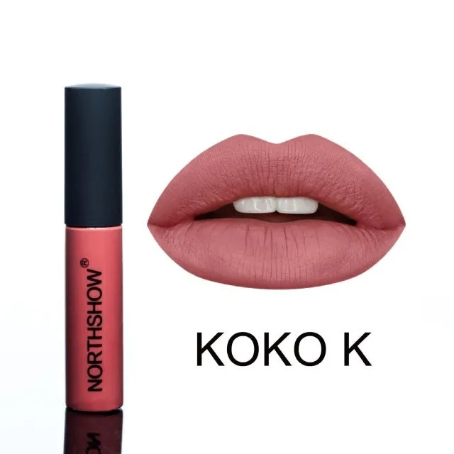Non-stick matte lipstick in multiple colour swatches with waterproof long-lasting moisturising formula