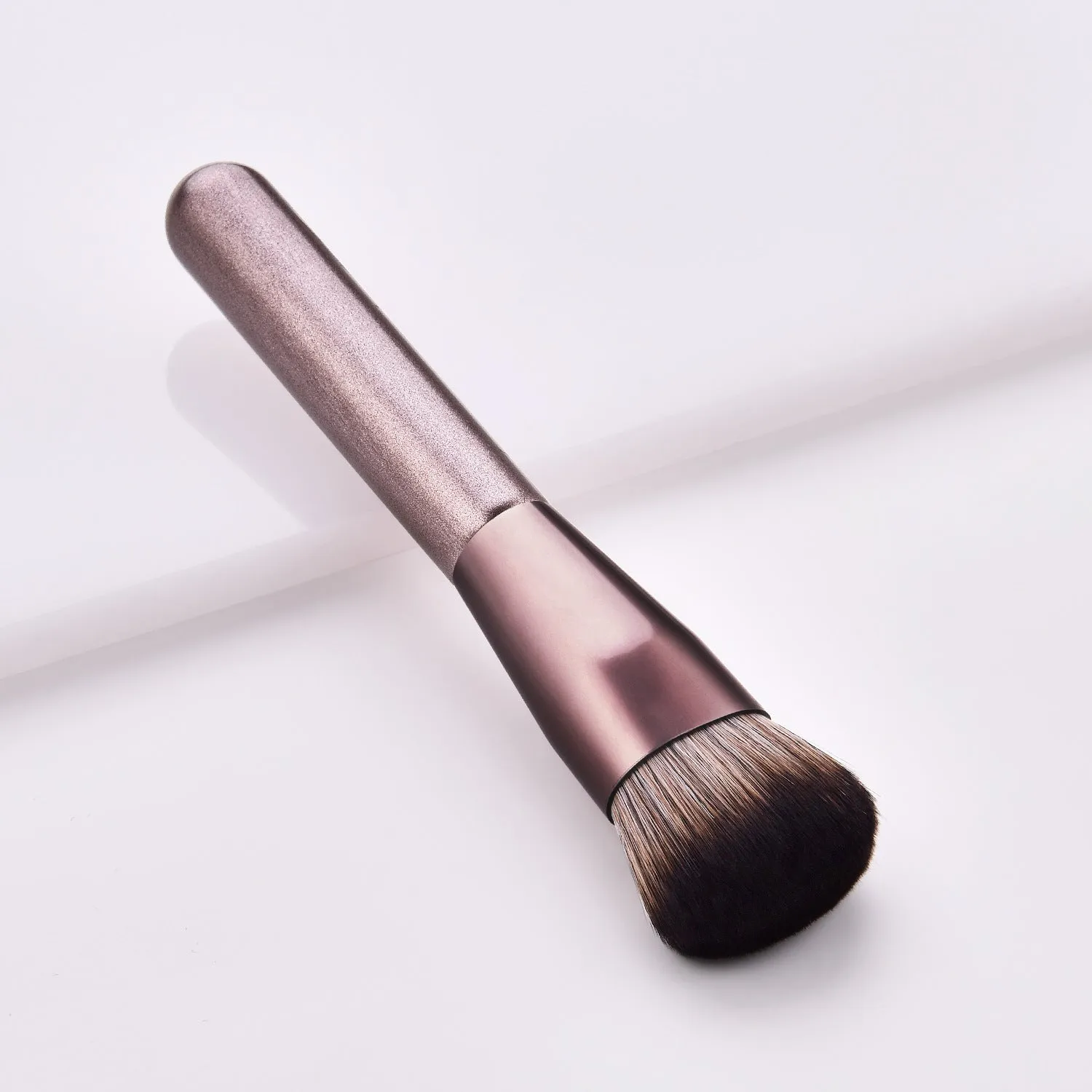 12 piece makeup brushes set with nylon bristles and wooden handles in a small grape beauty design