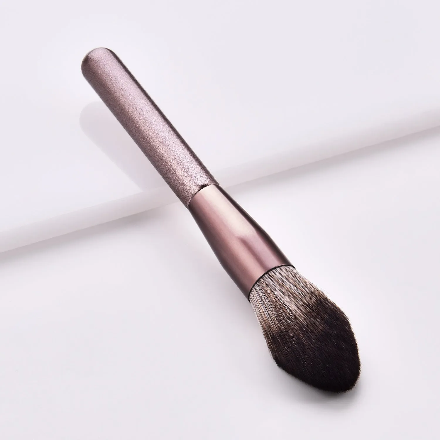 12 piece makeup brushes set with nylon bristles and wooden handles in a small grape beauty design