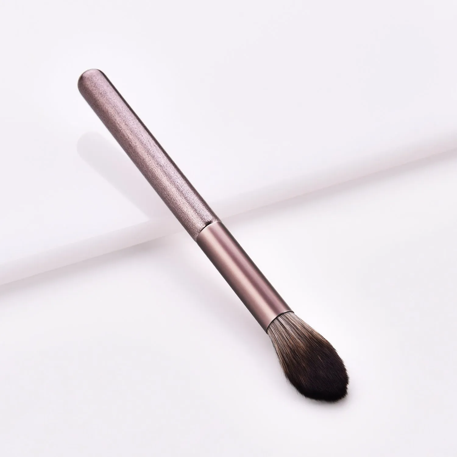 12 piece makeup brushes set with nylon bristles and wooden handles in a small grape beauty design