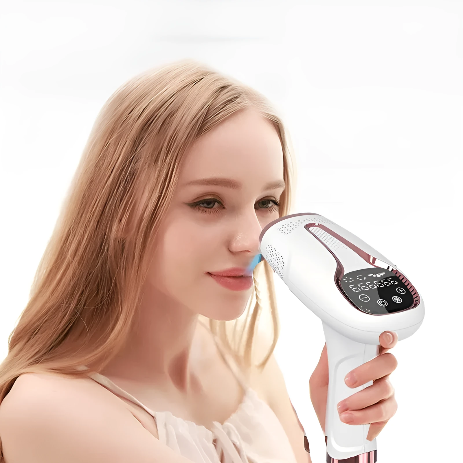 White household underarm hair removal instrument with freezing point technology and plug-in power supply