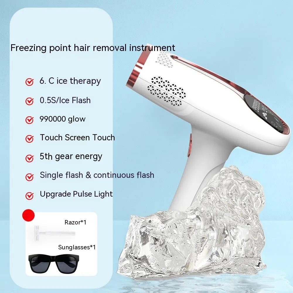 White household underarm hair removal instrument with freezing point technology and plug-in power supply