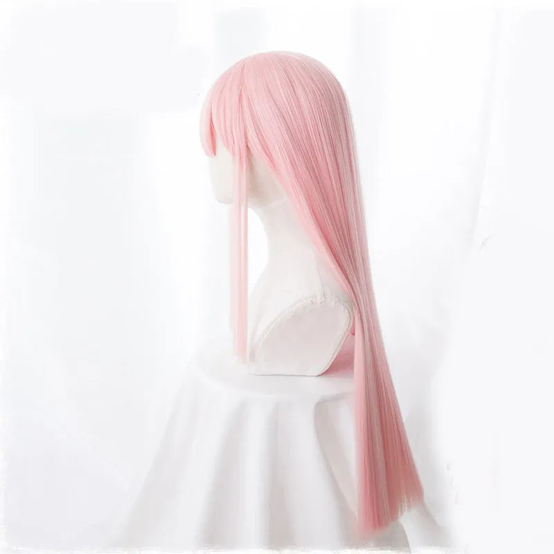 Women's solid pink cosplay wig with long 90cm high temperature wire hair