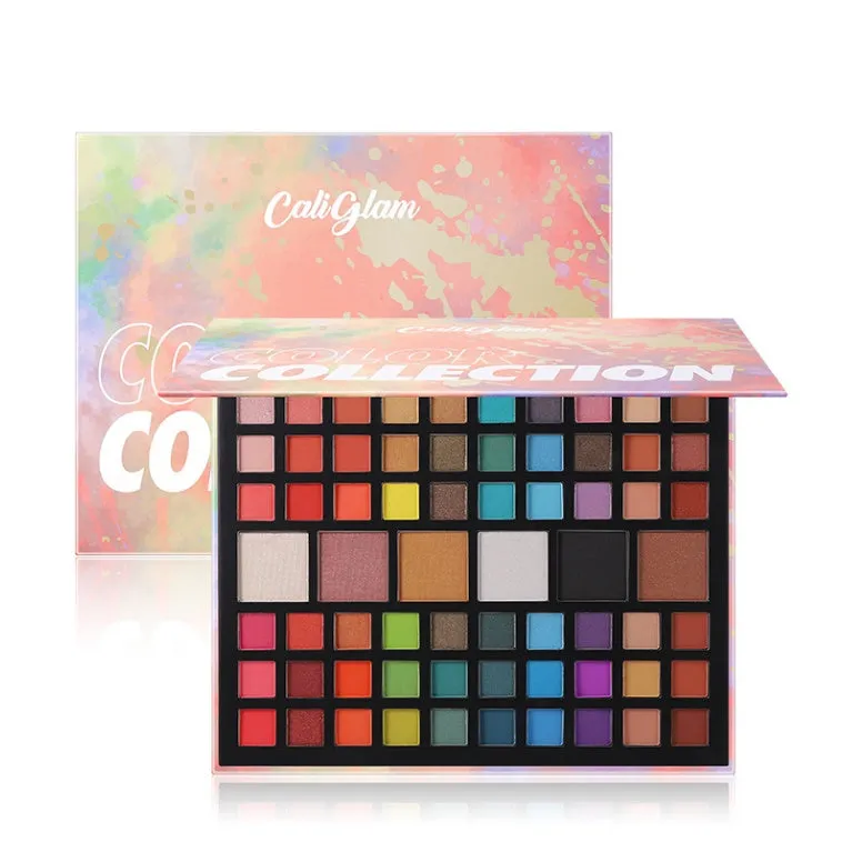 66 colour matte and shimmer eyeshadow palette in pink case with multicolour shades