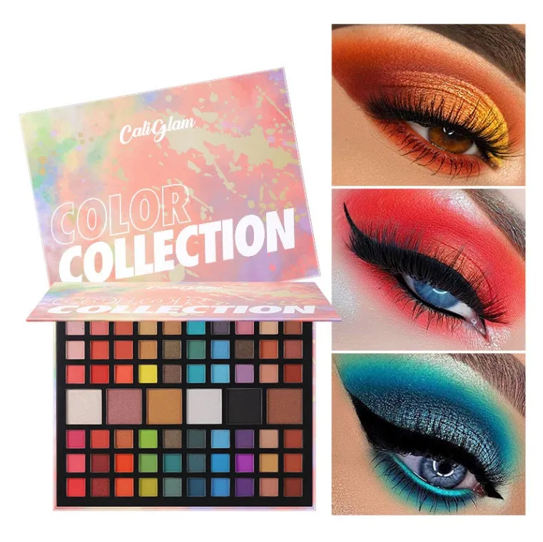 66 colour matte and shimmer eyeshadow palette in pink case with multicolour shades