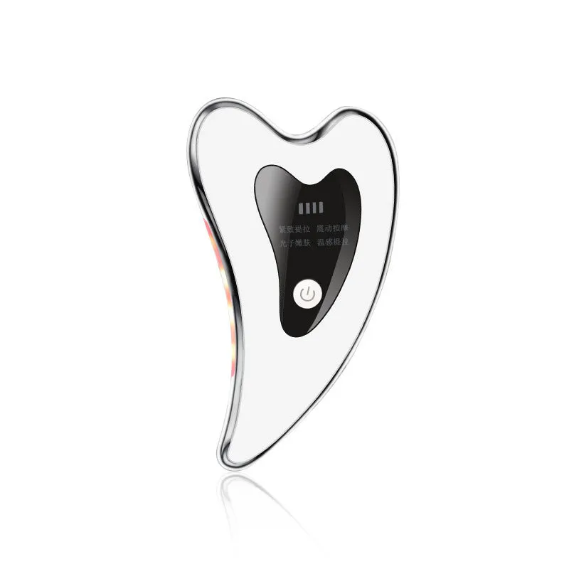 Electric USB Rechargeable Facial Scraping Body Guasha Massager Wrinkle Remover Board Scraping Scraper Tool Body Massage ABS Material 800mAh Battery 13cm x 7.5cm x 2cm Portable Handy Size for Face and Body Acupoint Massage and Neck Protection