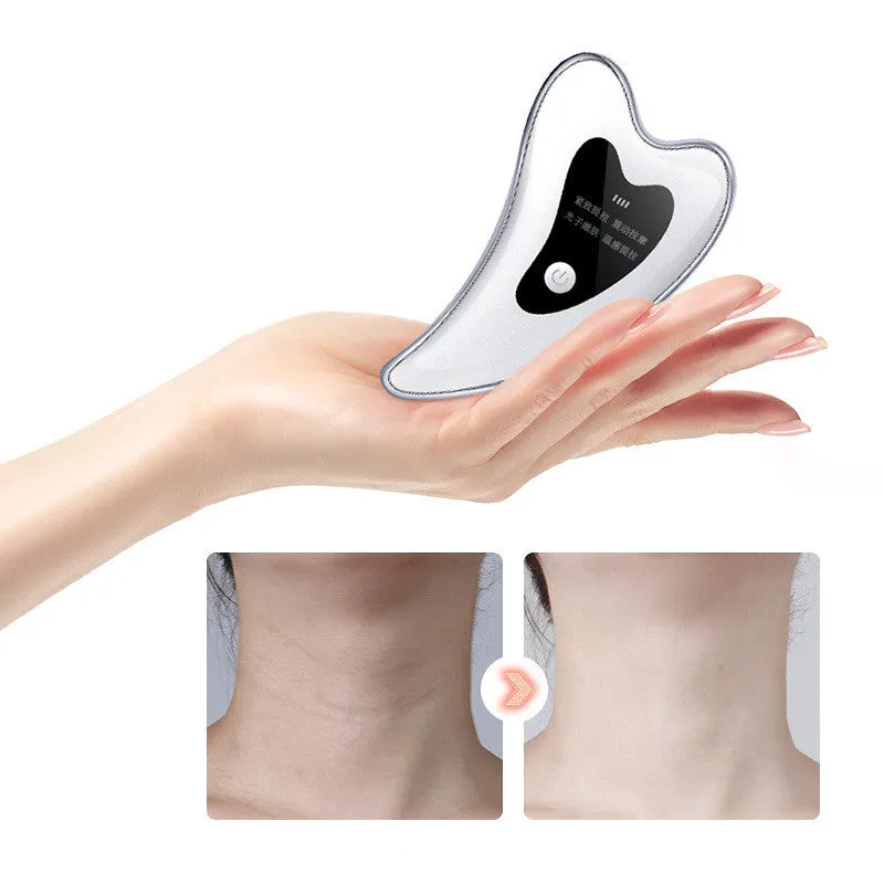 Electric USB Rechargeable Facial Scraping Body Guasha Massager Wrinkle Remover Board Scraping Scraper Tool Body Massage ABS Material 800mAh Battery 13cm x 7.5cm x 2cm Portable Handy Size for Face and Body Acupoint Massage and Neck Protection