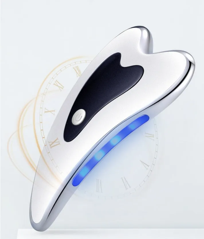 Electric USB Rechargeable Facial Scraping Body Guasha Massager Wrinkle Remover Board Scraping Scraper Tool Body Massage ABS Material 800mAh Battery 13cm x 7.5cm x 2cm Portable Handy Size for Face and Body Acupoint Massage and Neck Protection