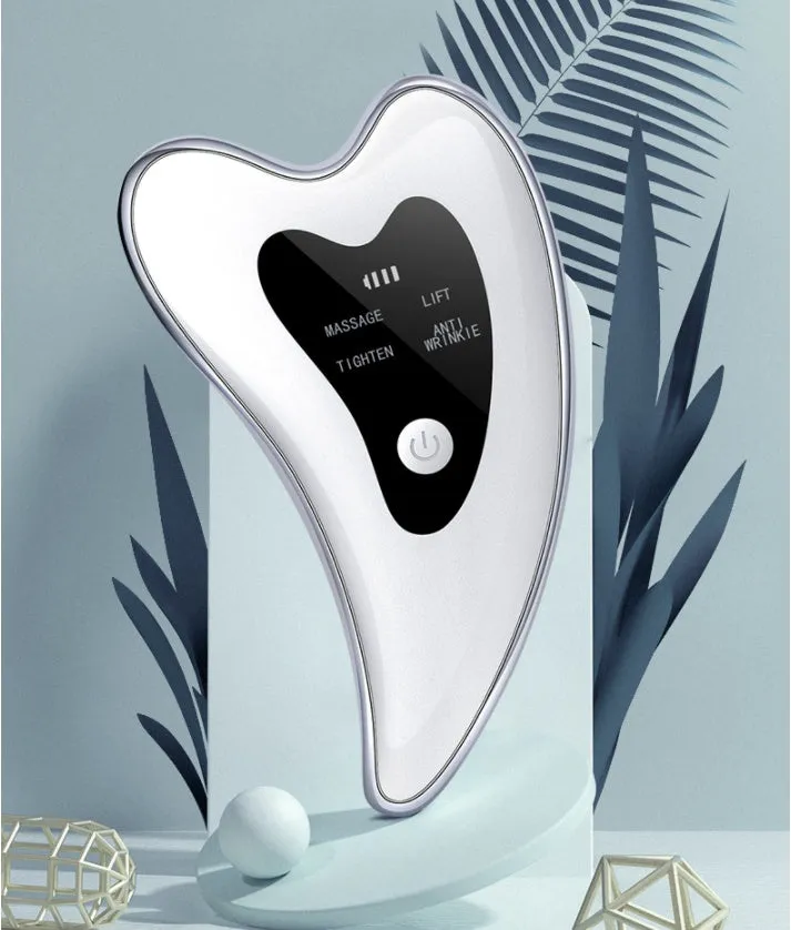 Electric USB Rechargeable Facial Scraping Body Guasha Massager Wrinkle Remover Board Scraping Scraper Tool Body Massage ABS Material 800mAh Battery 13cm x 7.5cm x 2cm Portable Handy Size for Face and Body Acupoint Massage and Neck Protection