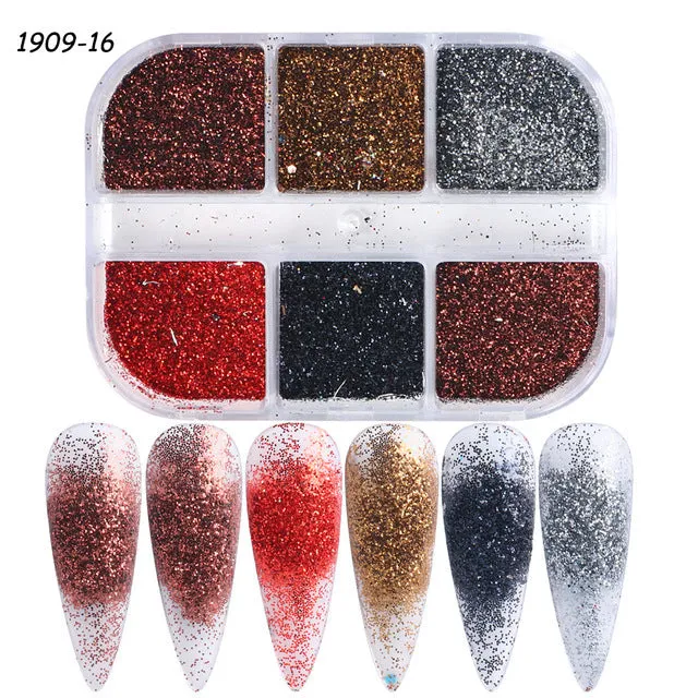Gold and silver laser irregular nail glitter sequins in 8g box for nail art decoration