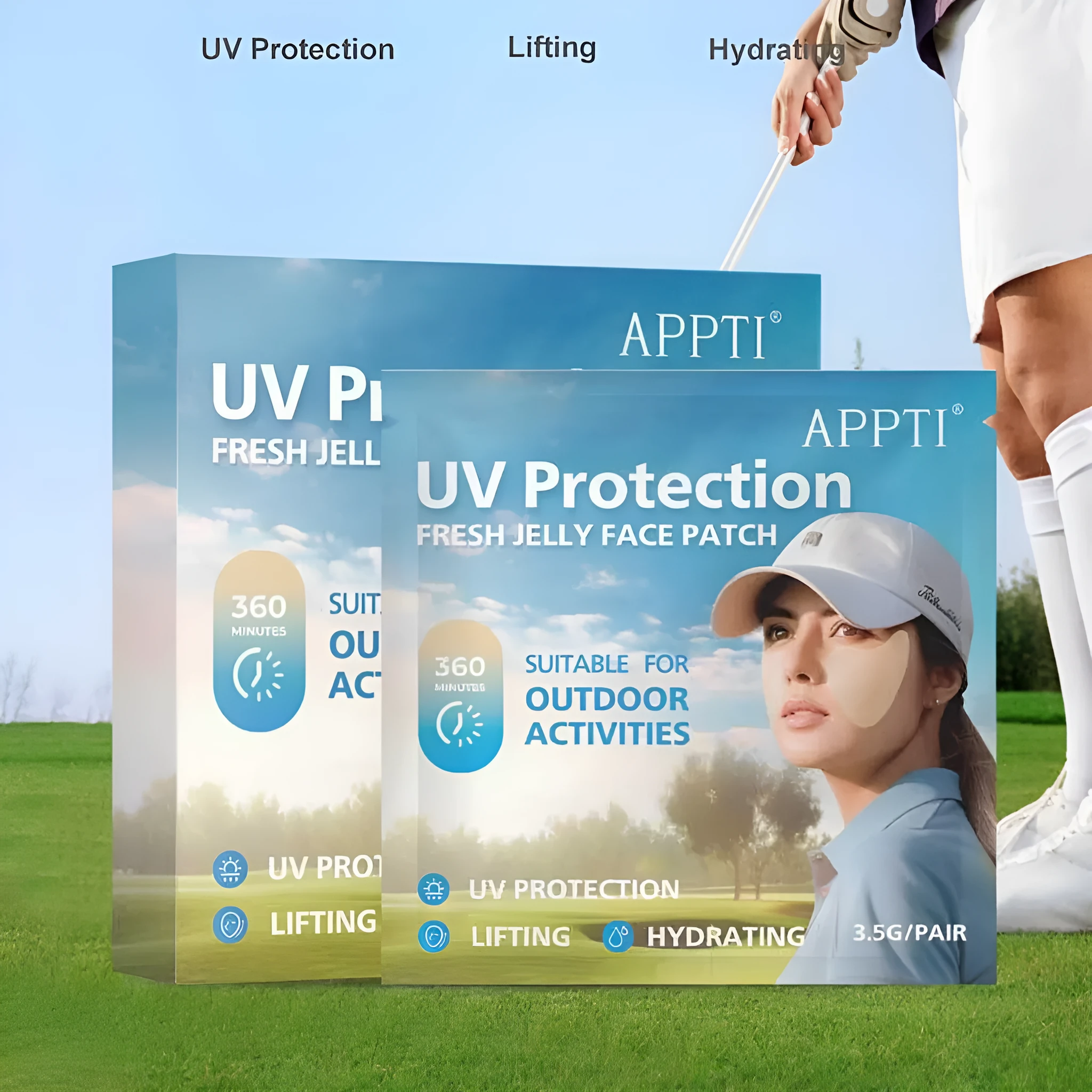 UV protection sports eye mask in standard size with 5ml net content per unit