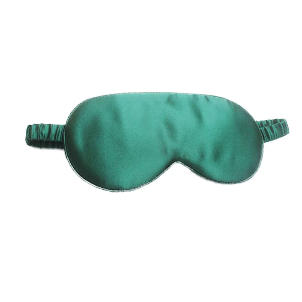 Double-sided silk eye mask in multiple colours including black, gold, green, peacock blue, pink, purple, silver