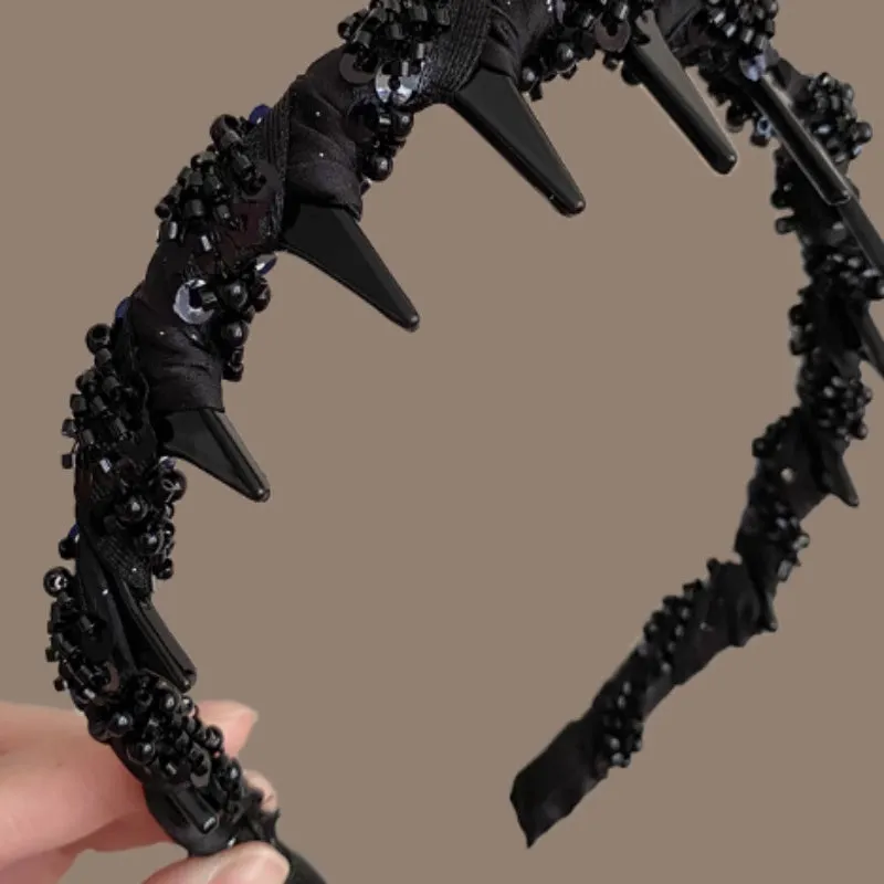 French velvet crystal hairband with high-head non-slip design in wine red, black, coffee colour options