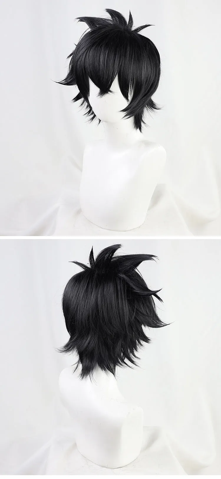 Rixia Xia Yu Incident cosplay wig in black with natural wave pattern on one-size cap