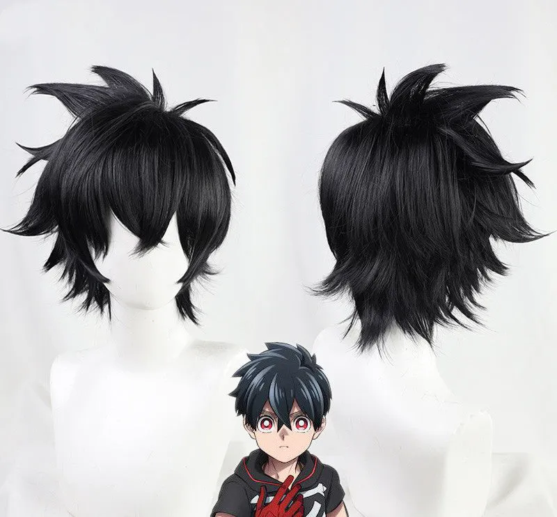 Rixia Xia Yu Incident cosplay wig in black with natural wave pattern on one-size cap