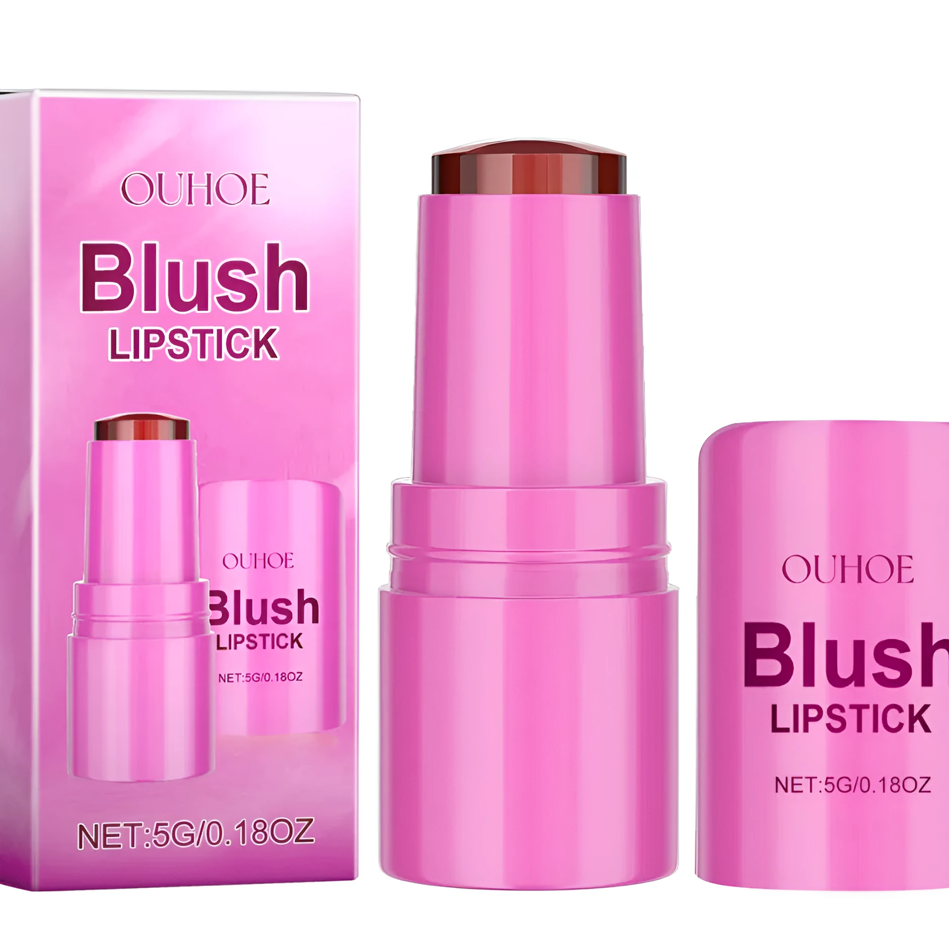 Berry blush lipstick with aloe extract in compact PE tube 2.7x2.6x6.1cm