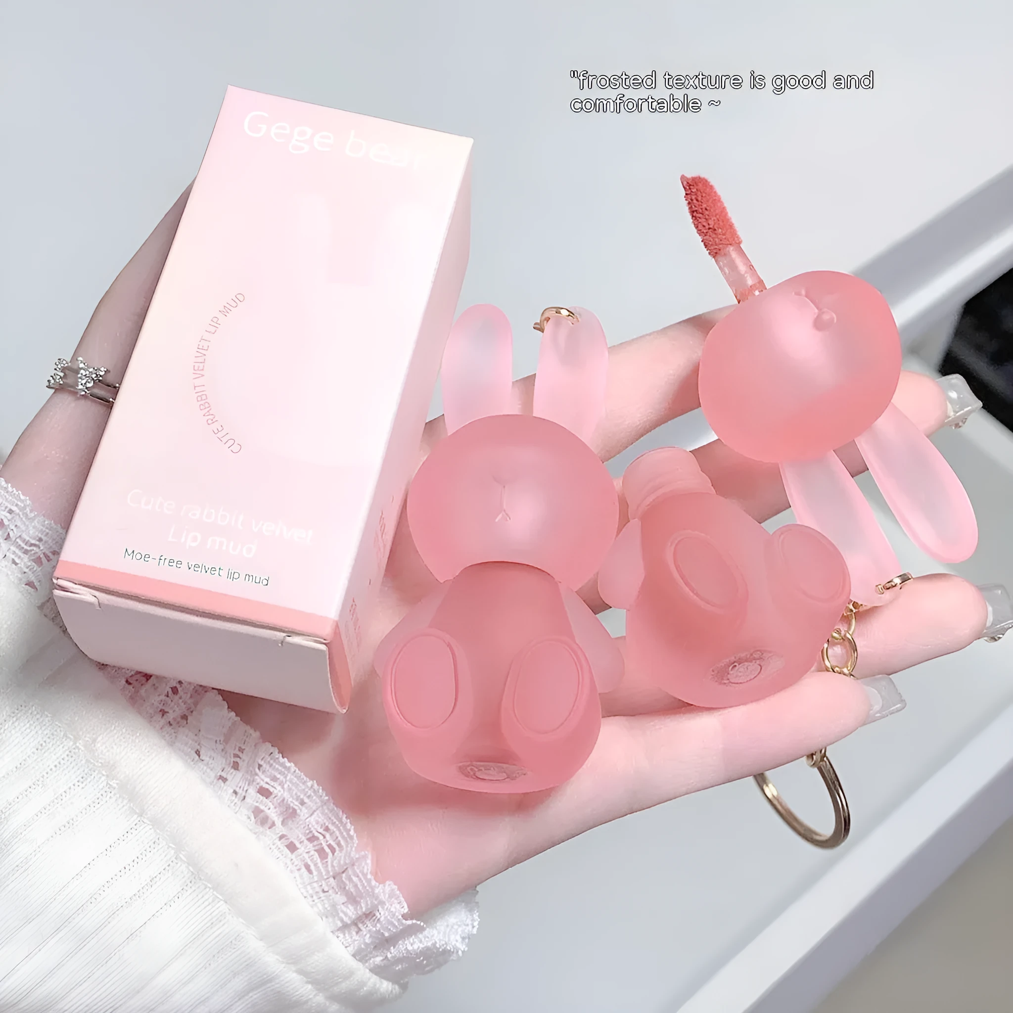 Bear Cute Rabbit lip lacquer matte finish compact 3.2x5x10.3cm lip glaze 6 colour options
