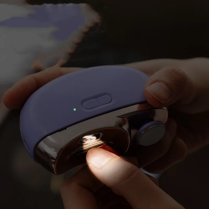 Home electric nail sharpener fully automatic with light in plastic, 85x68x33mm, available in white pink purple