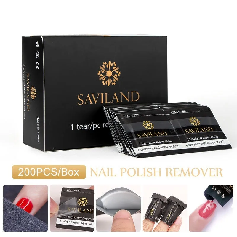 Nail Polish Remover Wraps 200PCS per Box Quick and Easy Gel Polish Removal Encapsulated Self-Contained Cotton for Builder Gel Led Gel Extension Glue 132mm x 53.5mm x 103mm Box Size Black