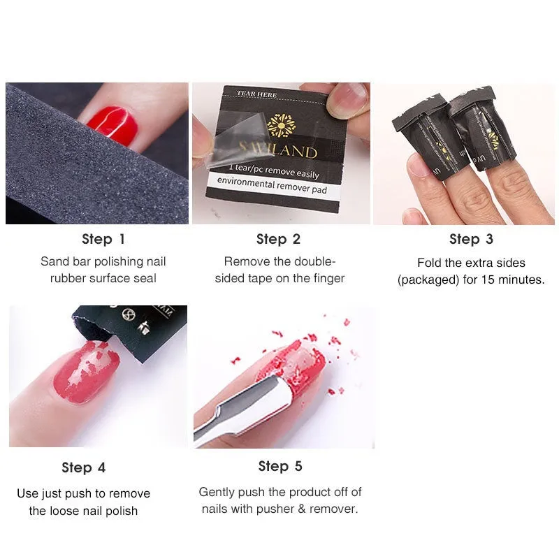 Nail Polish Remover Wraps 200PCS per Box Quick and Easy Gel Polish Removal Encapsulated Self-Contained Cotton for Builder Gel Led Gel Extension Glue 132mm x 53.5mm x 103mm Box Size Black