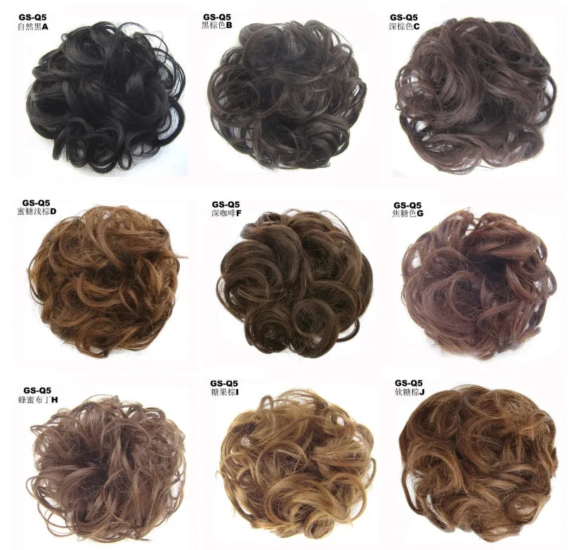 Synthetic wavy curly messy hair bun for women, 12cm diameter, thick hair style, available in multiple colours