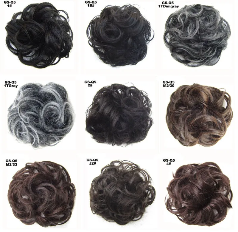 Synthetic wavy curly messy hair bun for women, 12cm diameter, thick hair style, available in multiple colours