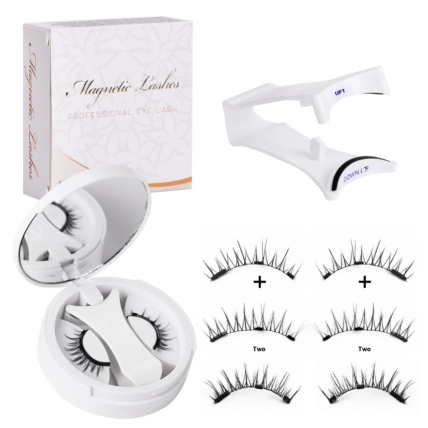 Portable integrated soap holder for magnetic false eyelashes storage, made from chemical fibre.