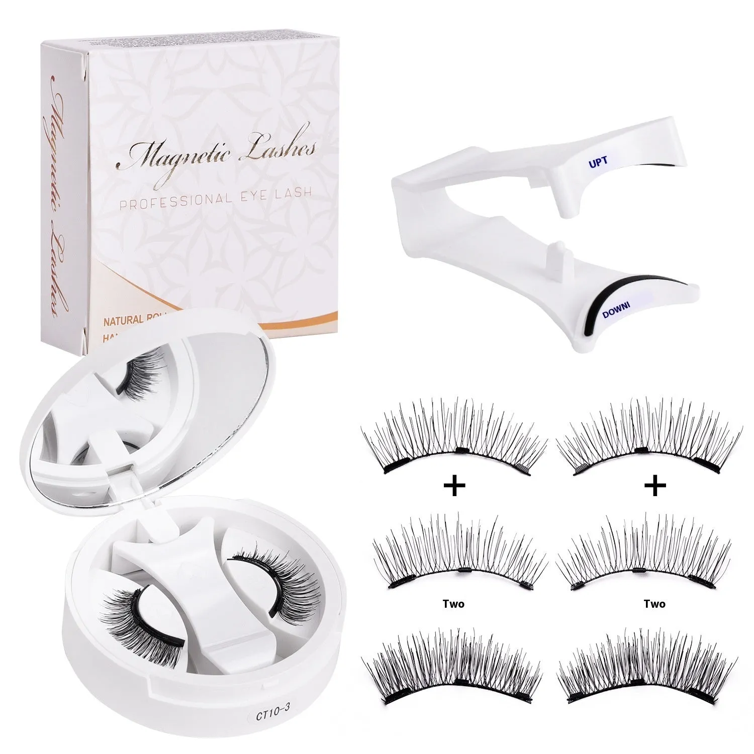 Portable integrated soap holder for magnetic false eyelashes storage, made from chemical fibre.