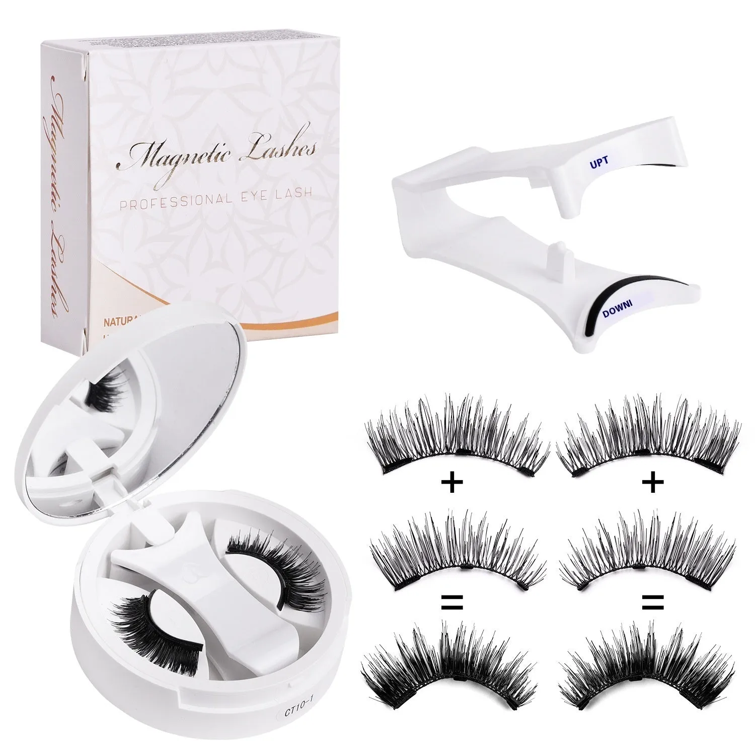 Portable integrated soap holder for magnetic false eyelashes storage, made from chemical fibre.