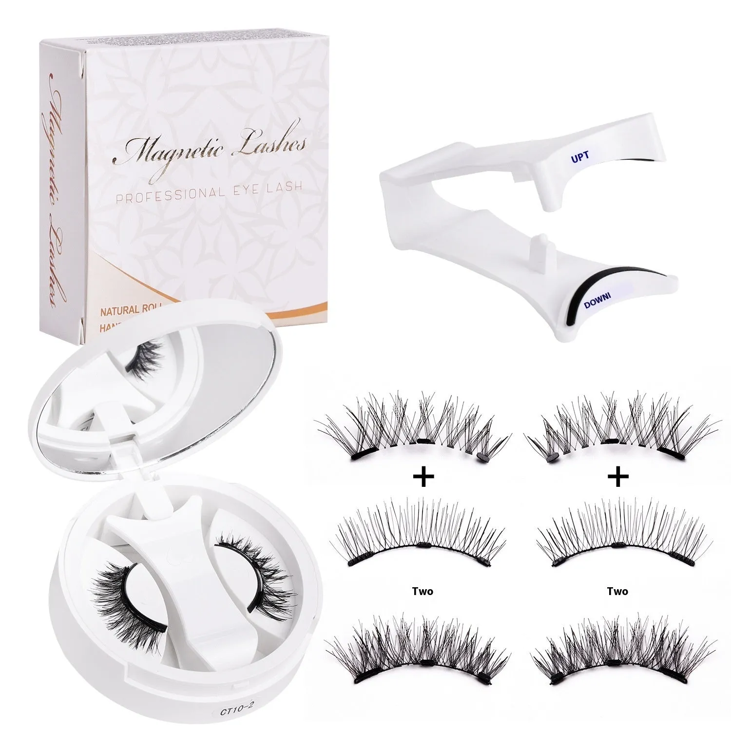 Portable integrated soap holder for magnetic false eyelashes storage, made from chemical fibre.