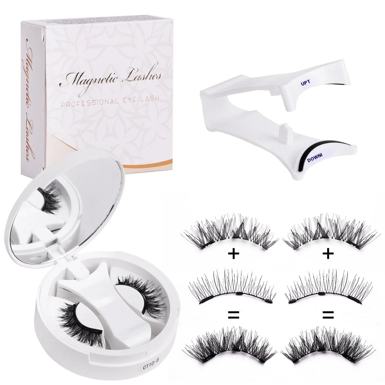 Portable integrated soap holder for magnetic false eyelashes storage, made from chemical fibre.