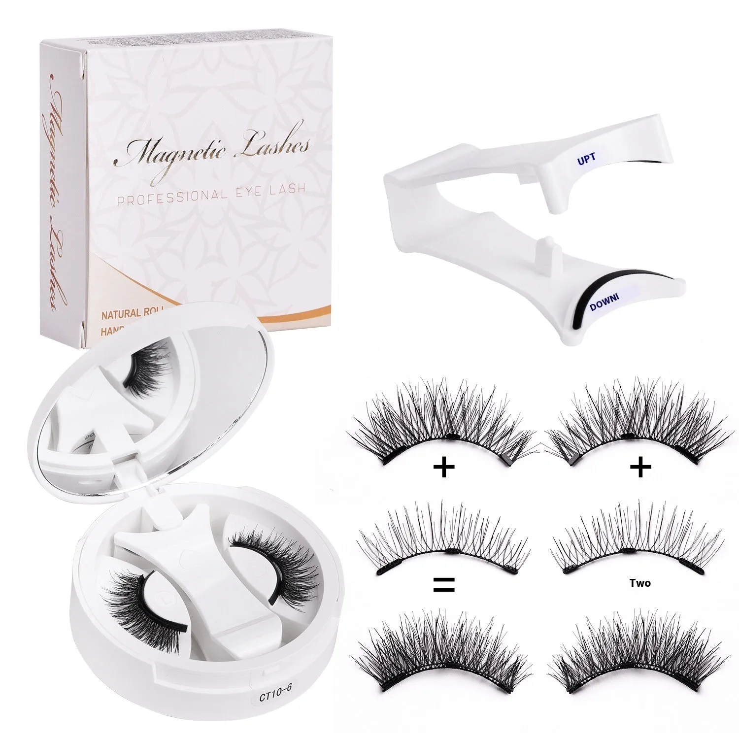Portable integrated soap holder for magnetic false eyelashes storage, made from chemical fibre.