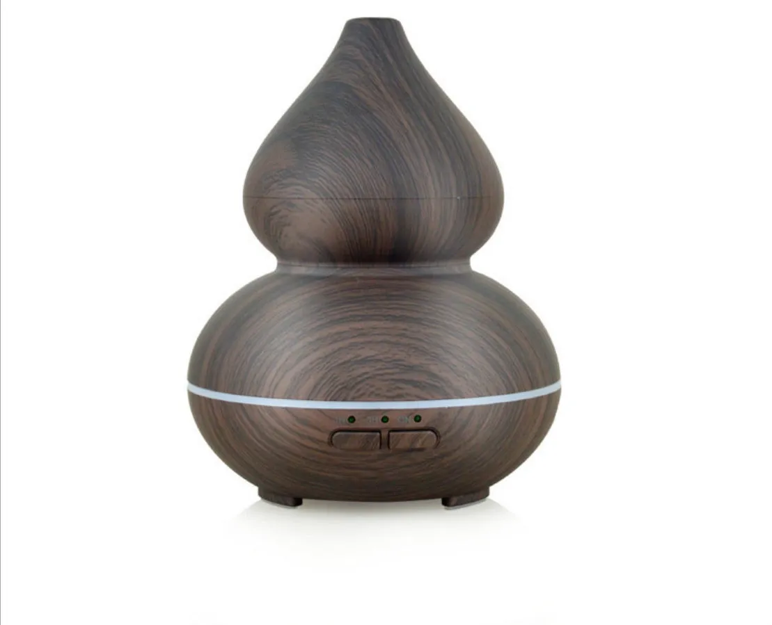 150ml wood grain ultrasonic aromatherapy diffuser with dark wood finish on a table