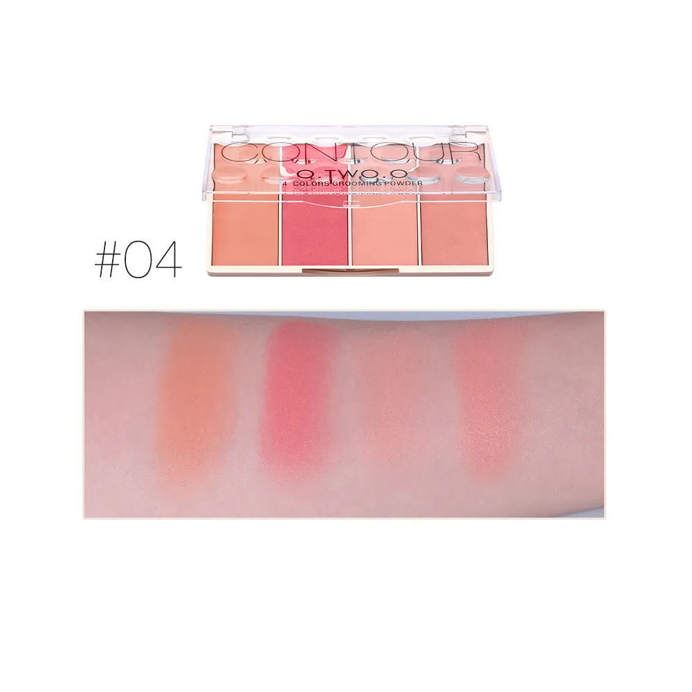 Rose gold four-colour highlight blush palette conditioning disc with pearl white highlighter, blush, and bronzer shades