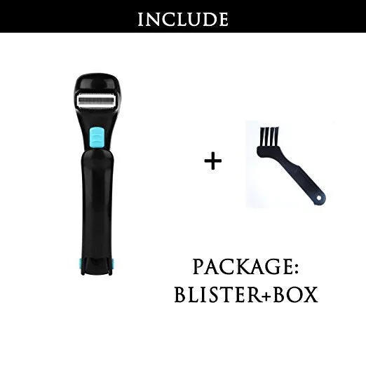 Battery powered back electric shaver with collapsible long handle in black
