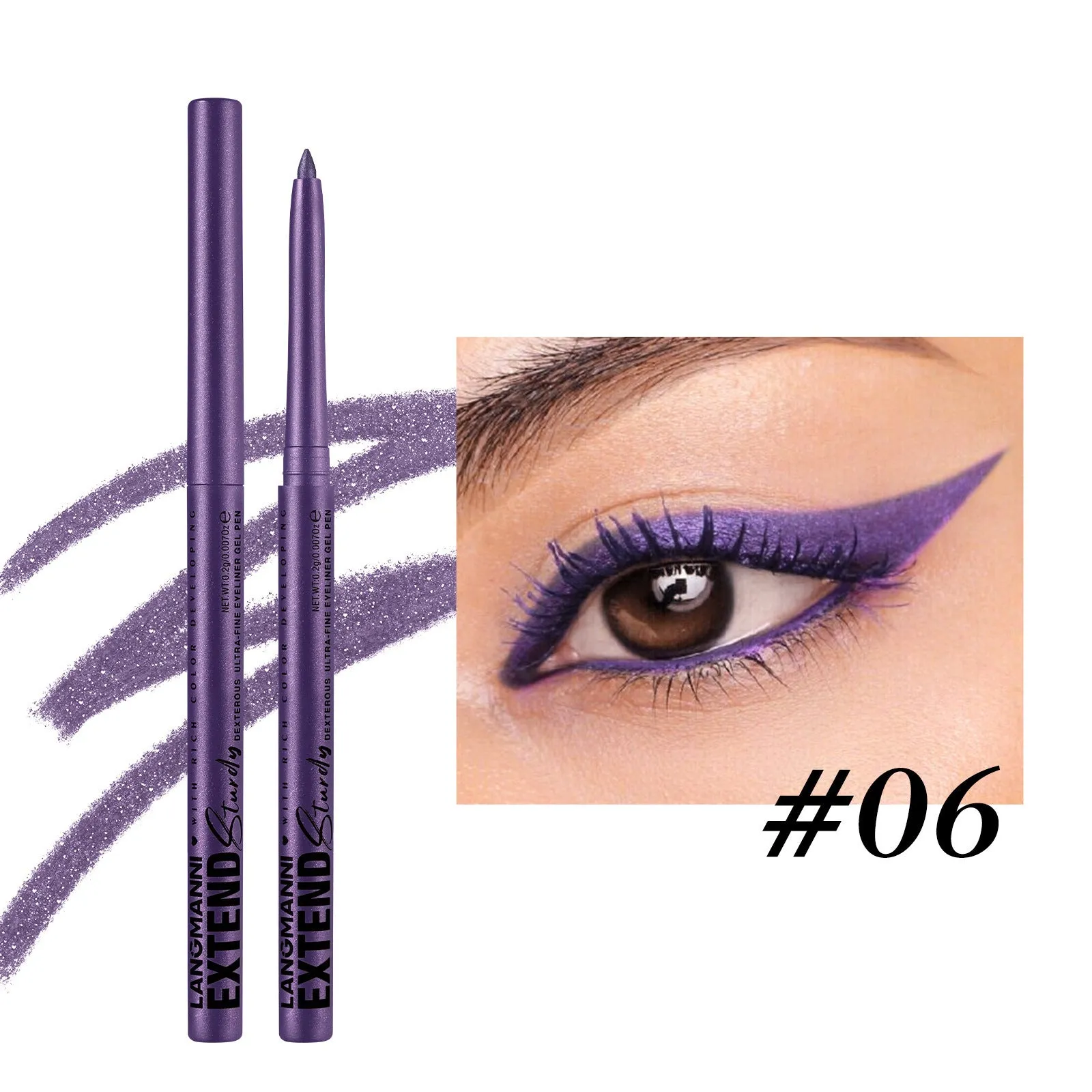 Set of 12 colourful gel glitter eyeliner pencils with metallic, pearl, and matte finishes