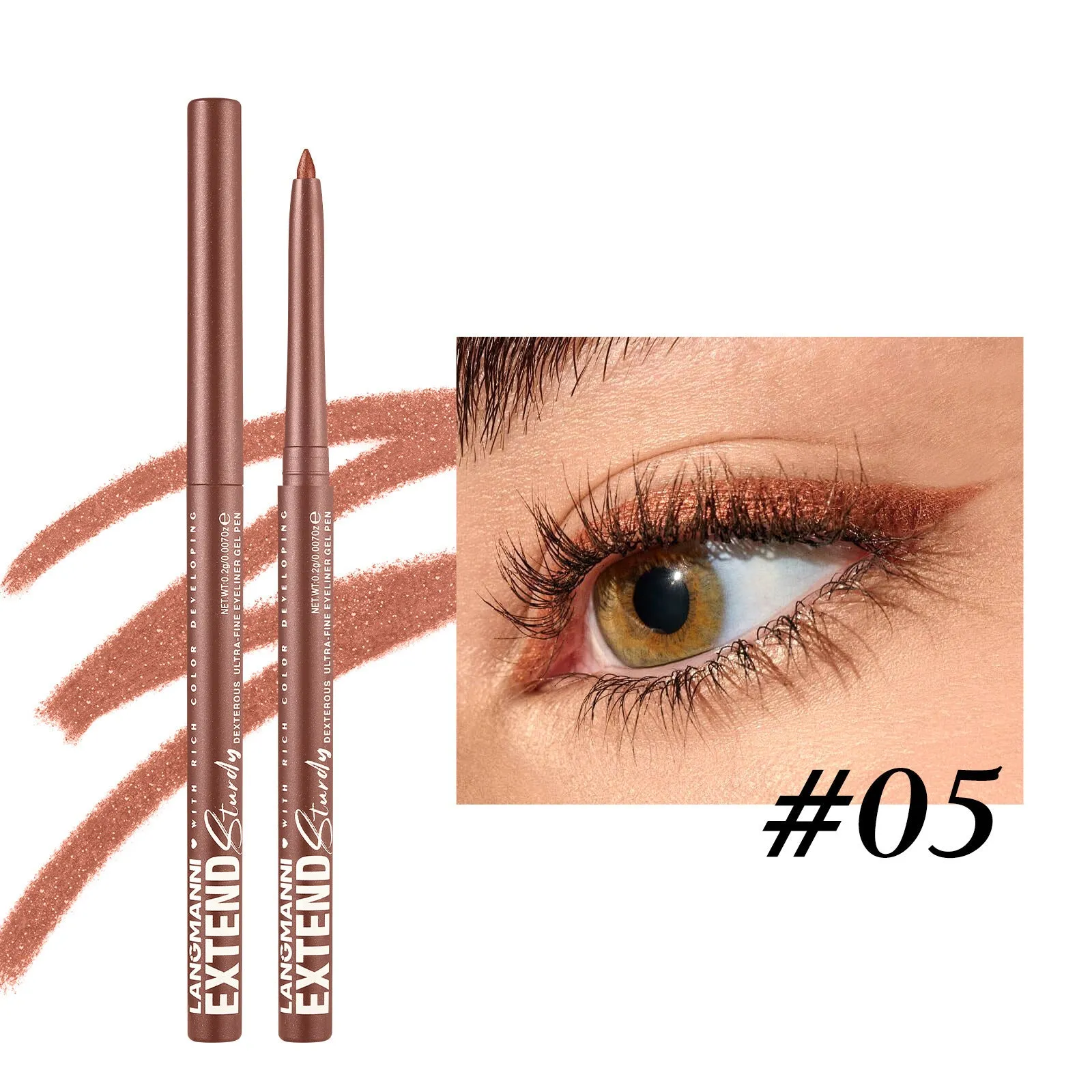 Set of 12 colourful gel glitter eyeliner pencils with metallic, pearl, and matte finishes