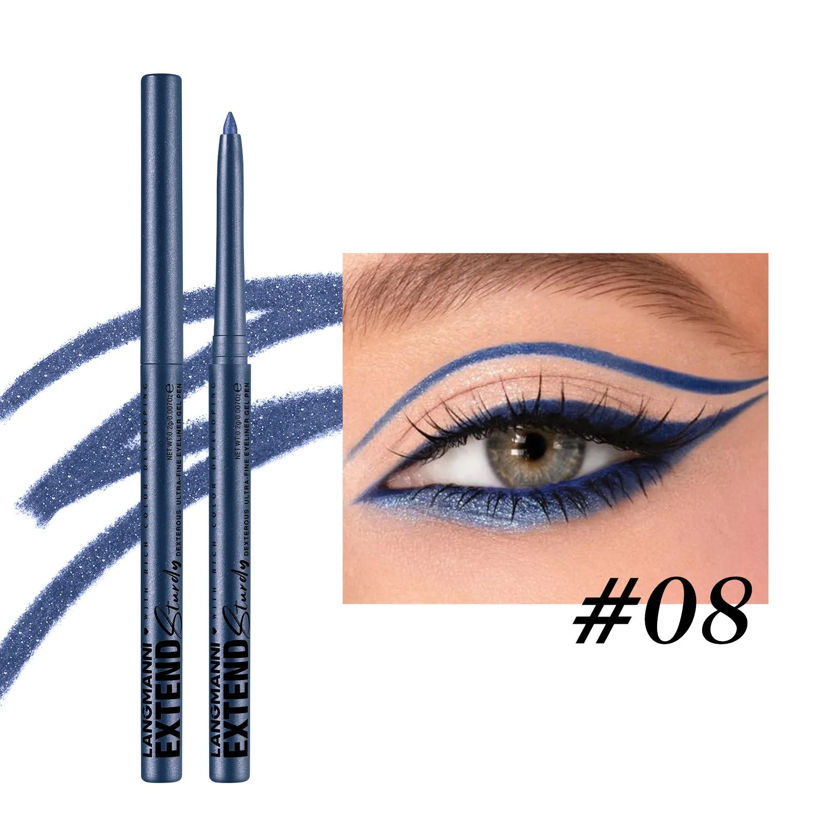 Set of 12 colourful gel glitter eyeliner pencils with metallic, pearl, and matte finishes