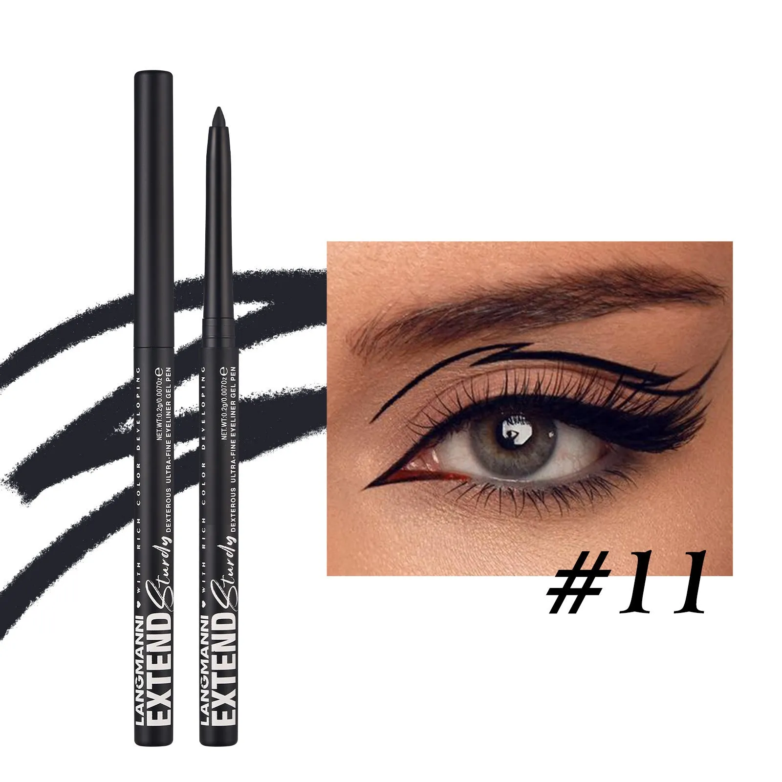 Set of 12 colourful gel glitter eyeliner pencils with metallic, pearl, and matte finishes