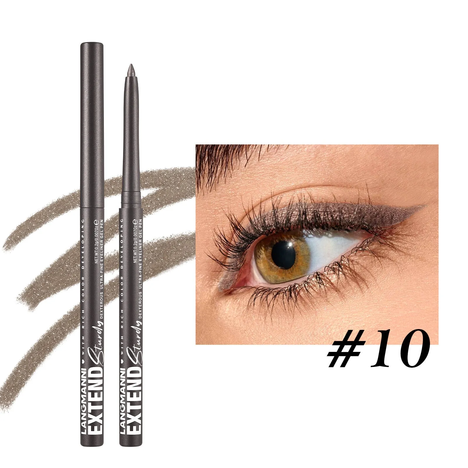 Set of 12 colourful gel glitter eyeliner pencils with metallic, pearl, and matte finishes